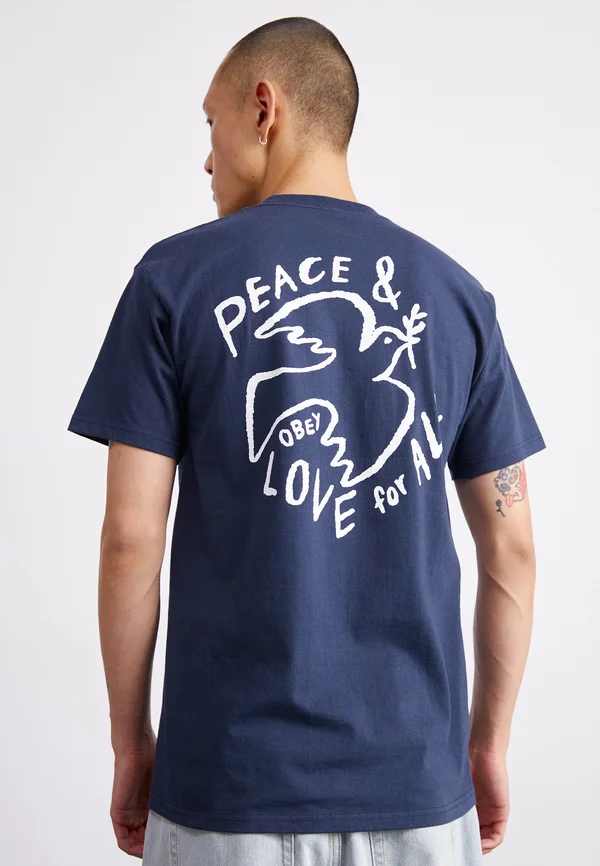 PEACE LOVE FOR ALL - T-Shirt print - navy