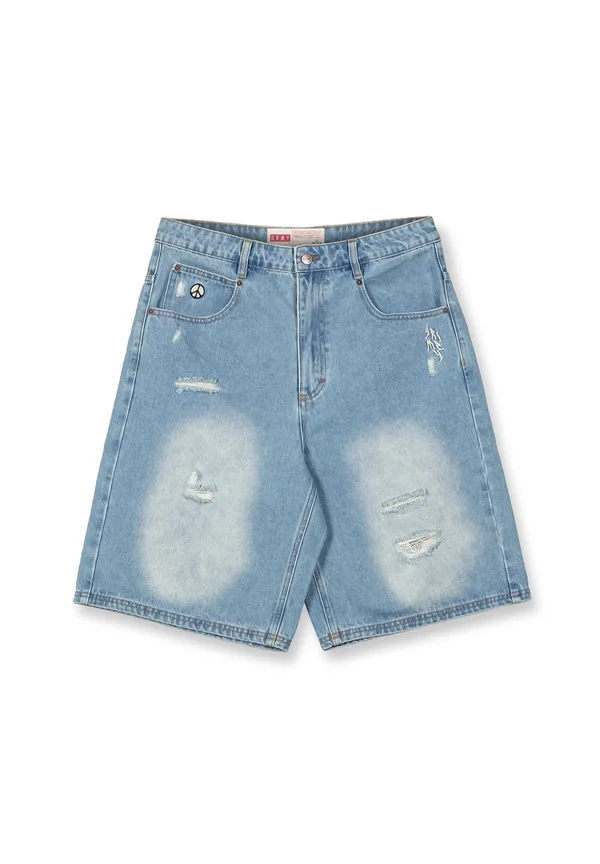 PEACE WITHIN BAGGY WASHED - Jeans Shorts - azul claro