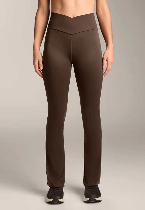 PERFECT-ADAPT CROSSOVER V-WAIST FLARE TROUSERS - Tights - brown