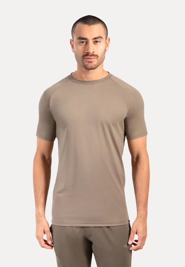 PERFORMANCE PRINT LOGO DELIAN - T-Shirt basic - taupe