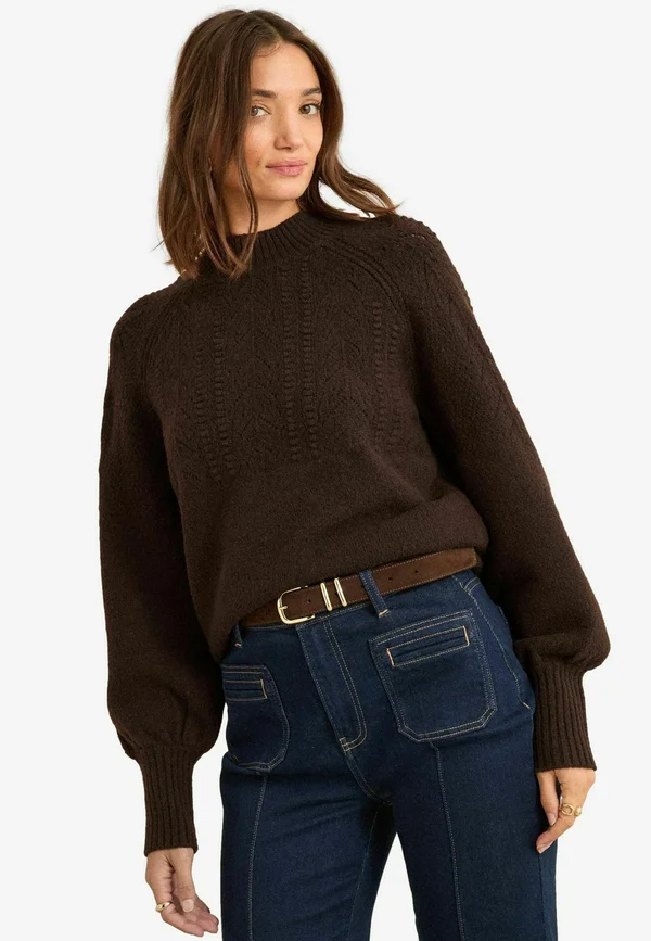 PETITE FIT - BOBBLE STITCH - Strickpullover - chocolate brown