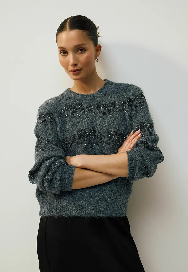 PETITE FIT - CHRISTMAS  - Strickpullover - charcoal grey
