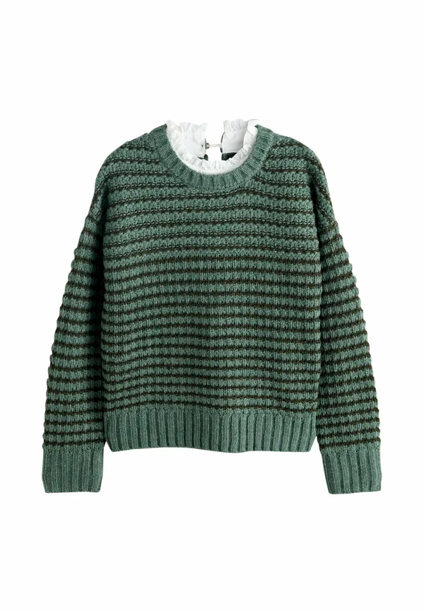 PETITE FIT - STITCHY PIE COLLAR LAYER - Strickpullover - khaki green