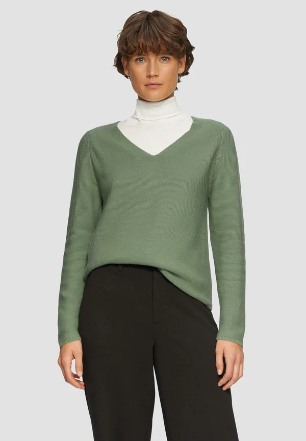 PFLEGELEICHTER AUS MIT V-AUSSCHNITT - Strickpullover - olivgrün