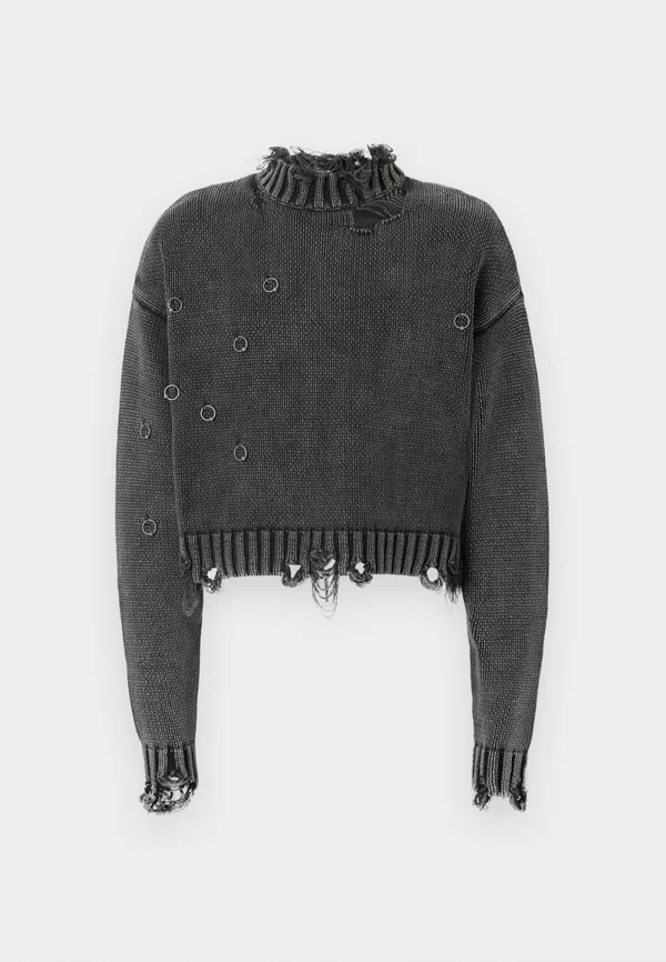 PIERCED SWEATER UNISEX - Strickpullover - black