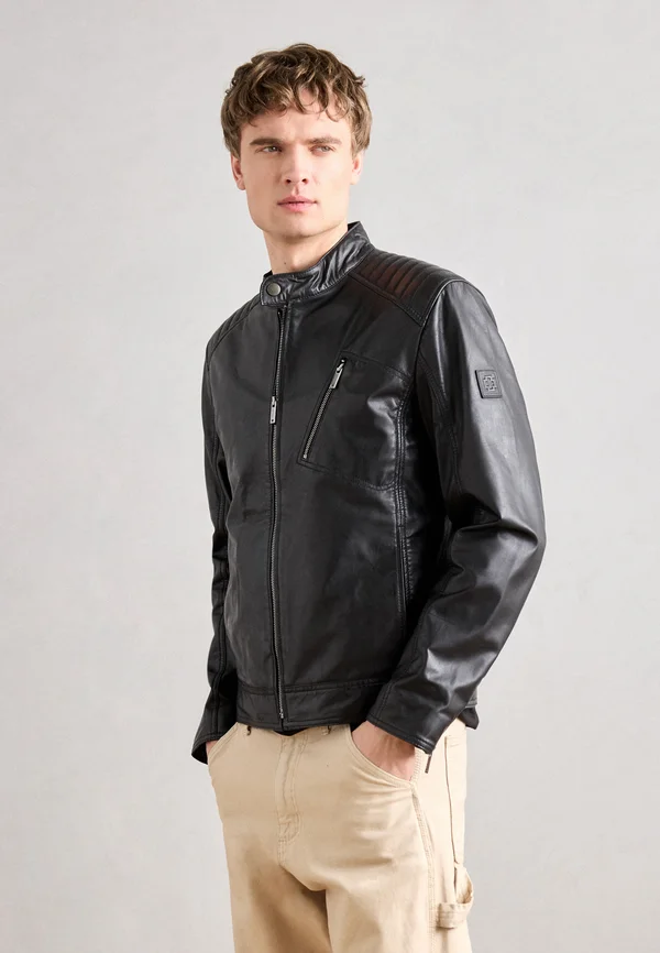 PIERS - Lederjacke - black