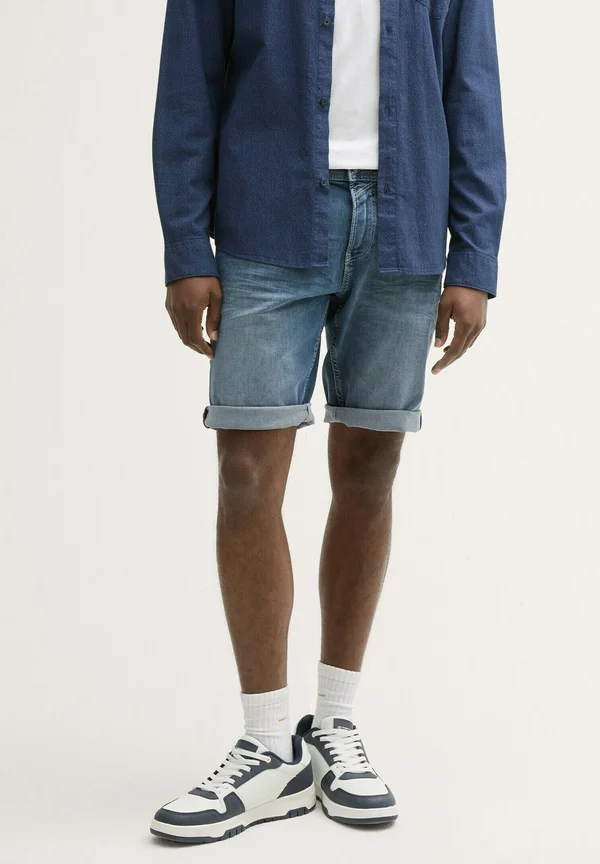 PIERS MIT STRETCH - Jeans Shorts - dark stone blue grey denim