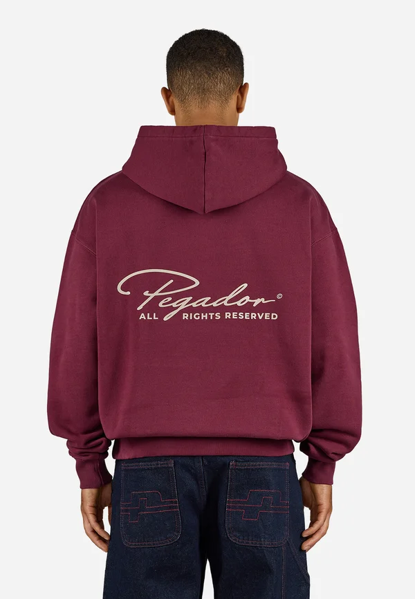 PIKE HOODIE - Kapuzenpullover - washed maroon red/stone