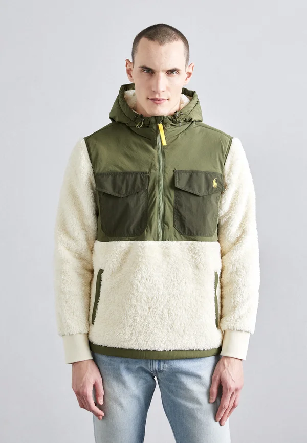 PILE FLEECE HYBRID HOODIE - Fleecejacke - andover cream multi