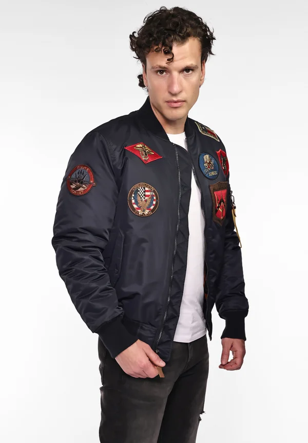 PILOTENSTIL MIT PATCHES - Bomberjacke - navy