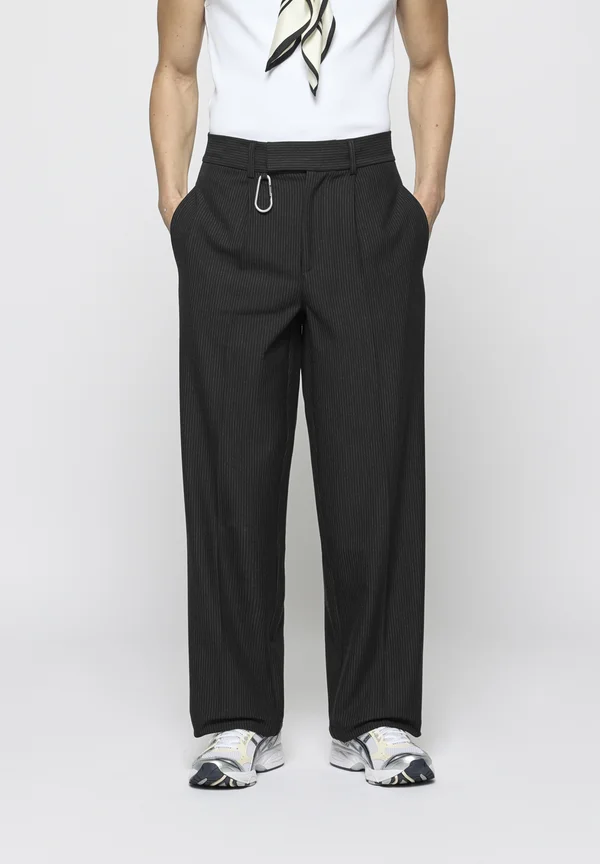 PINSTRIPED REGULAR TAILORED PANTS UNISEX - Stoffhose - black
