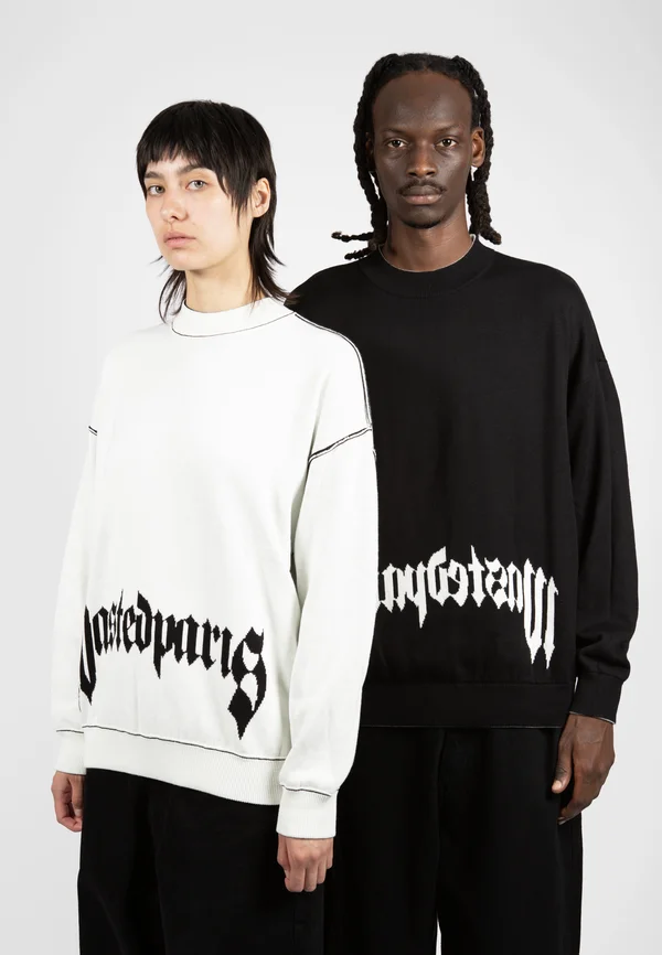 PITCHER REVERSE UNISEX - Strickpullover - white/black