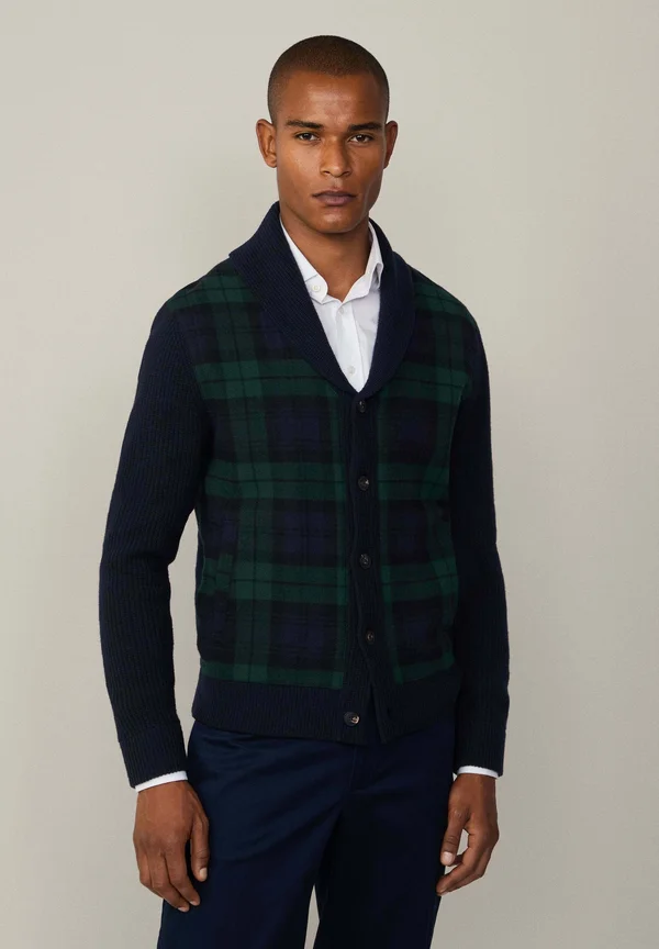 PLAID SHAWL - Strickjacke - midnight blue