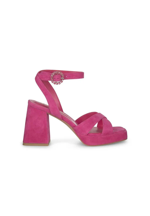 Plateausandalette - fucsia jaspeado