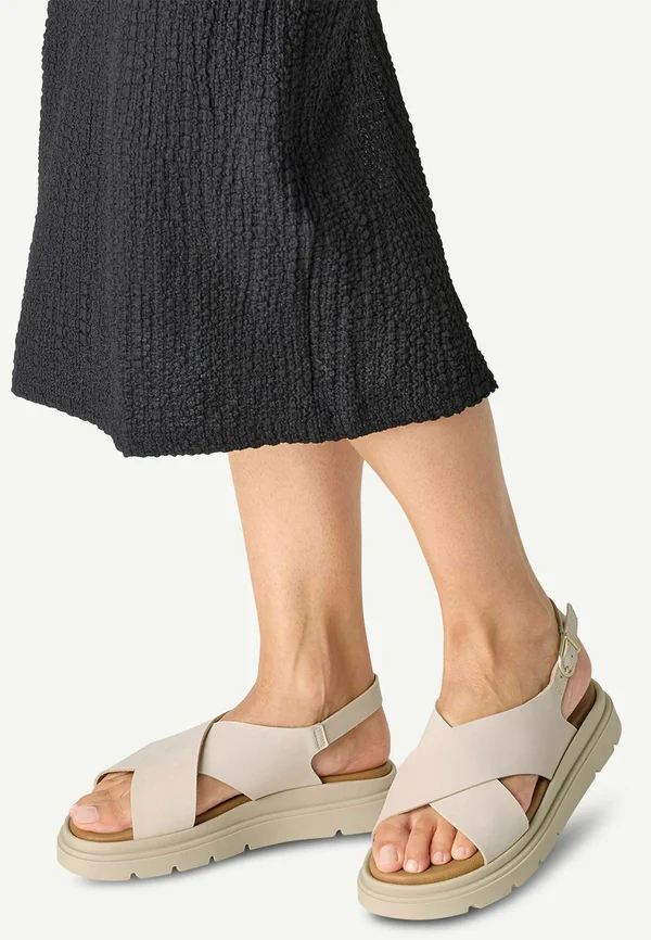 Plateausandalette - ivory nubuc