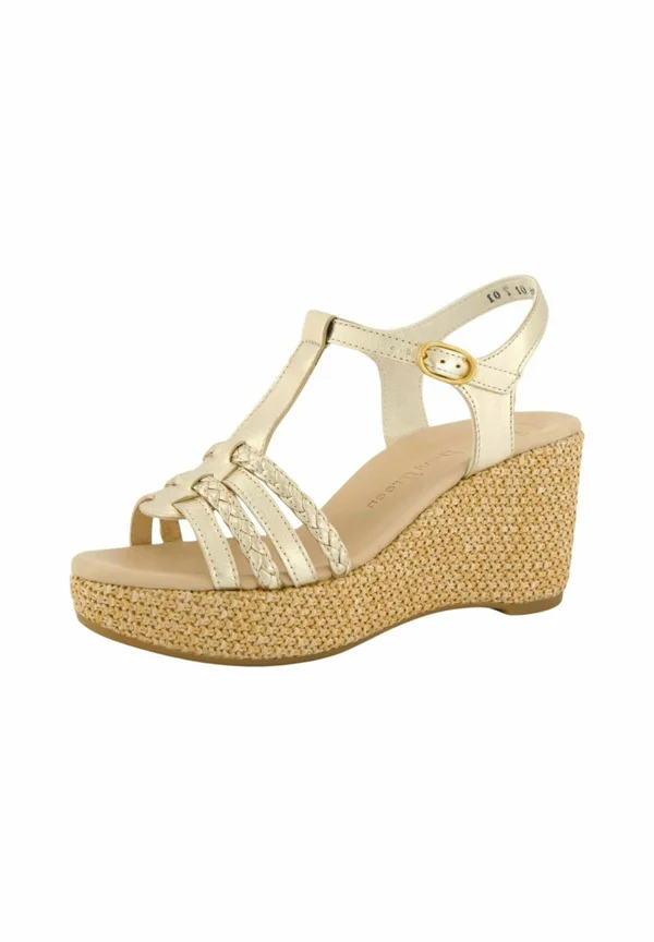 Plateausandalette - nappa met. platino