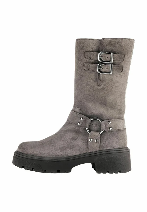 Plateaustiefel - mohair altsilber