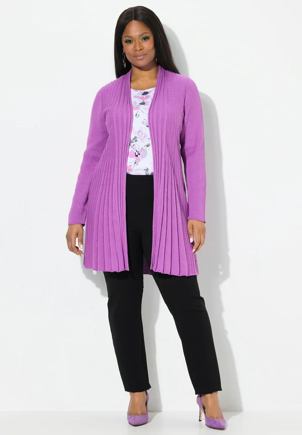 PLEATED LONGLINE OPEN SHAPE - Strickjacke - mauve