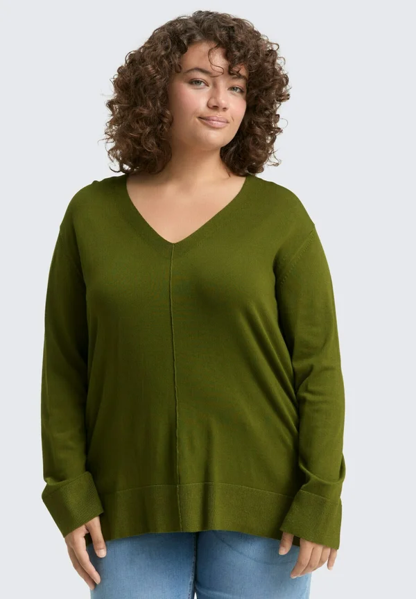 PLUS SIZE - LOOSE FIT - Strickpullover - deep ivy green