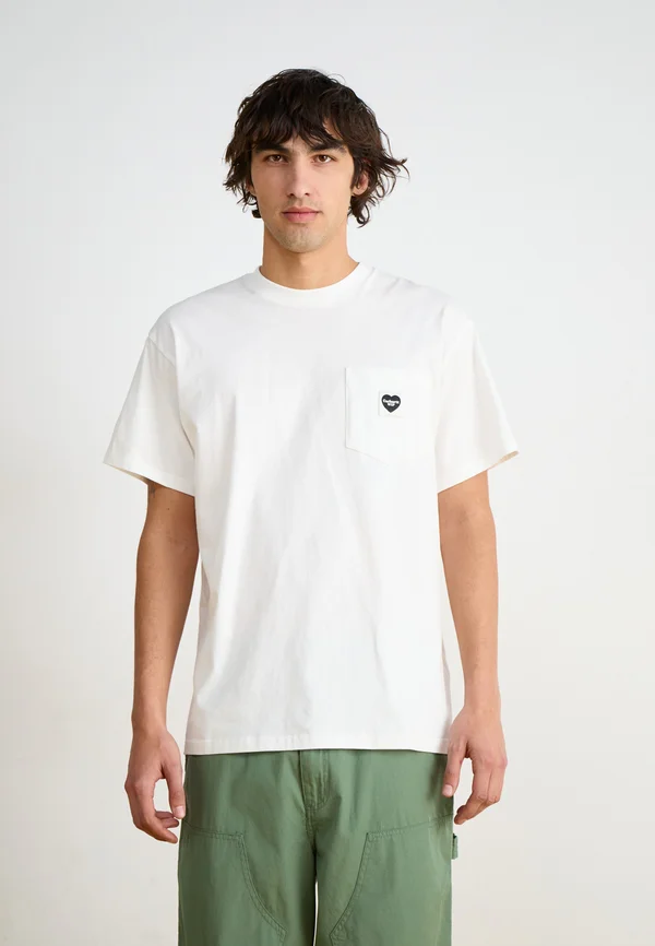 POCKET HEART - T-Shirt basic - white/black