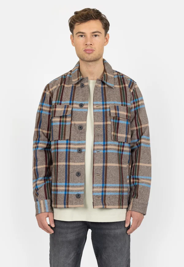 POCKET - Leichte Jacke - check brown