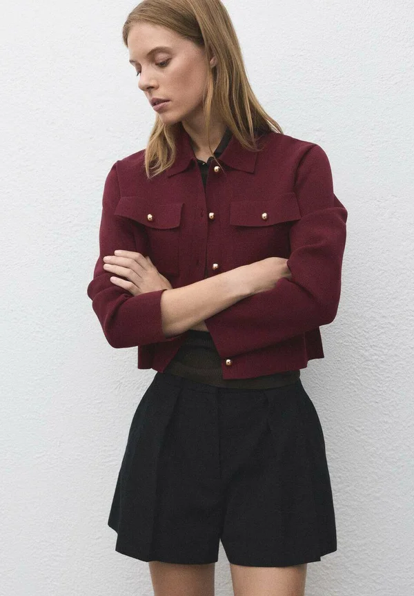 POCKET - Strickjacke - bordeaux