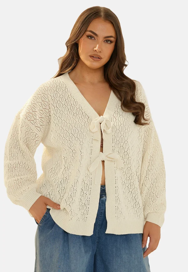 POINTELLE FRONT - Strickjacke - white