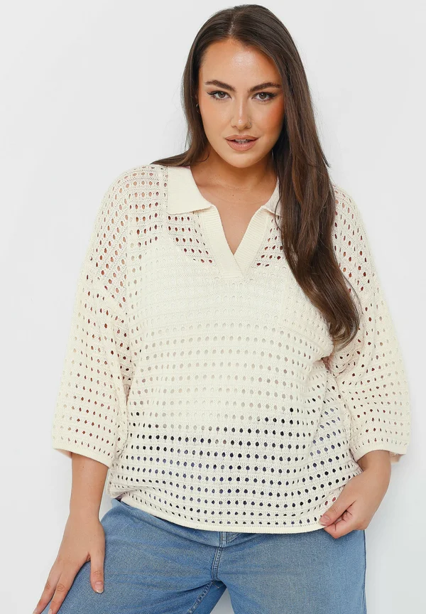 POINTELLE  - Strickpullover - ivory