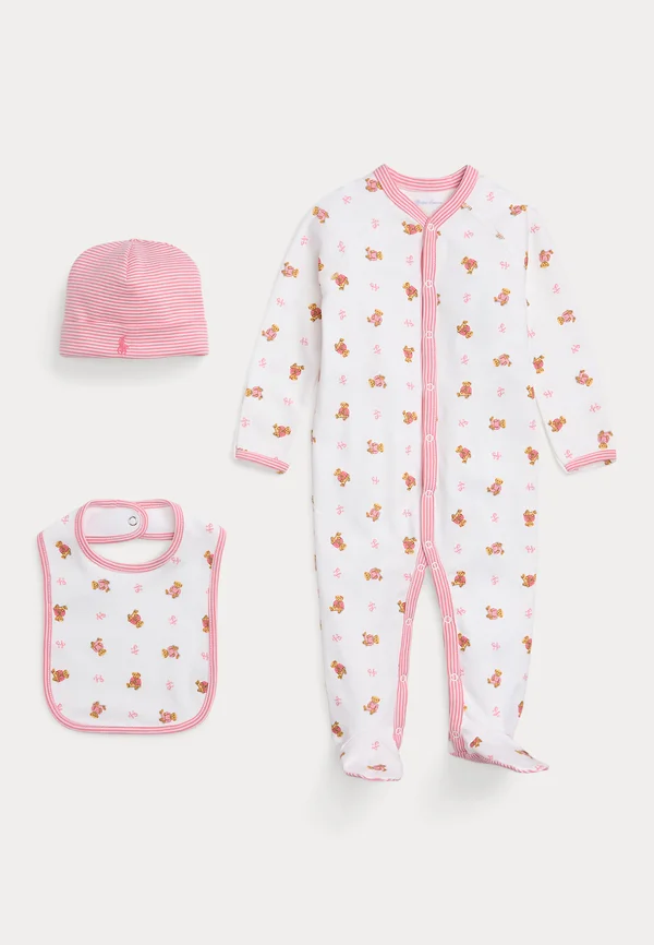 POLO BEAR COTTON THREE PIECE GIFT SET - Mütze - white multi/pink bind