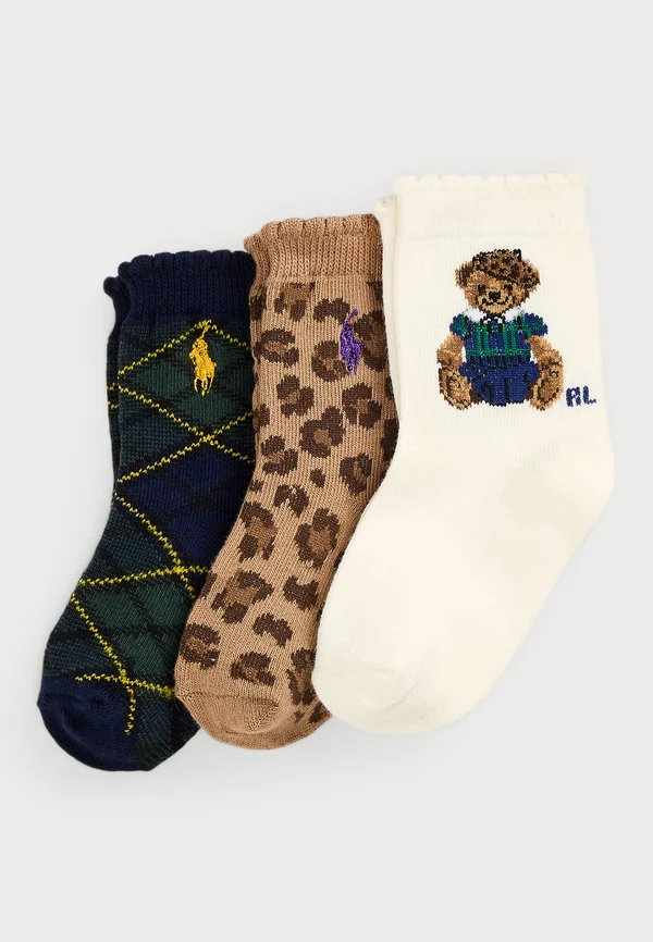 POLO BEAR CREW SOCK 3 PACK UNISEX - Socken - ivory/navy/tan
