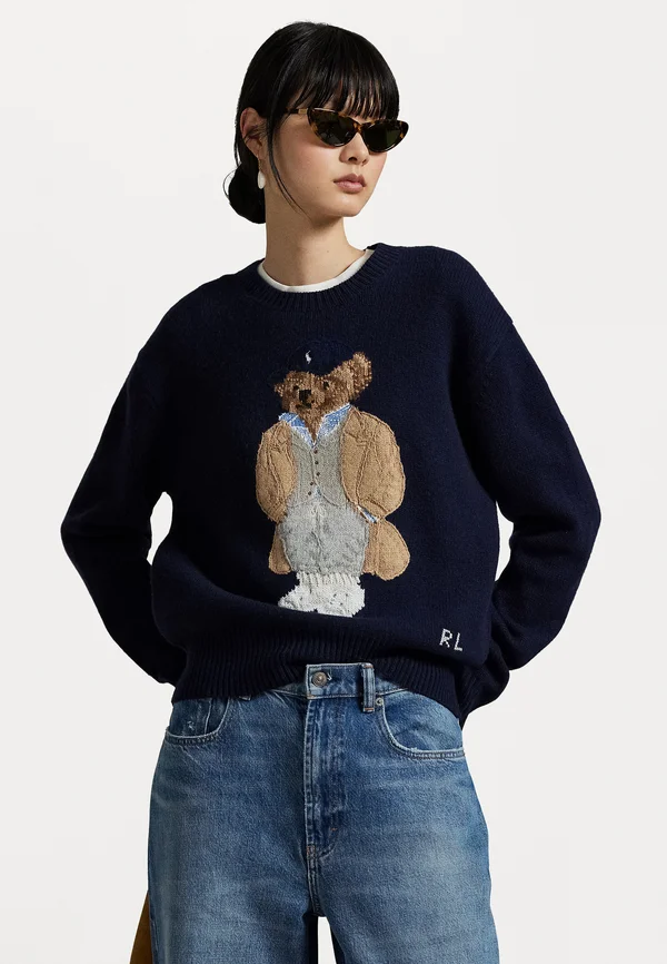 POLO BEAR WOOL-CASHMERE-BLEND SWEATER - Strickpullover - hunter navy