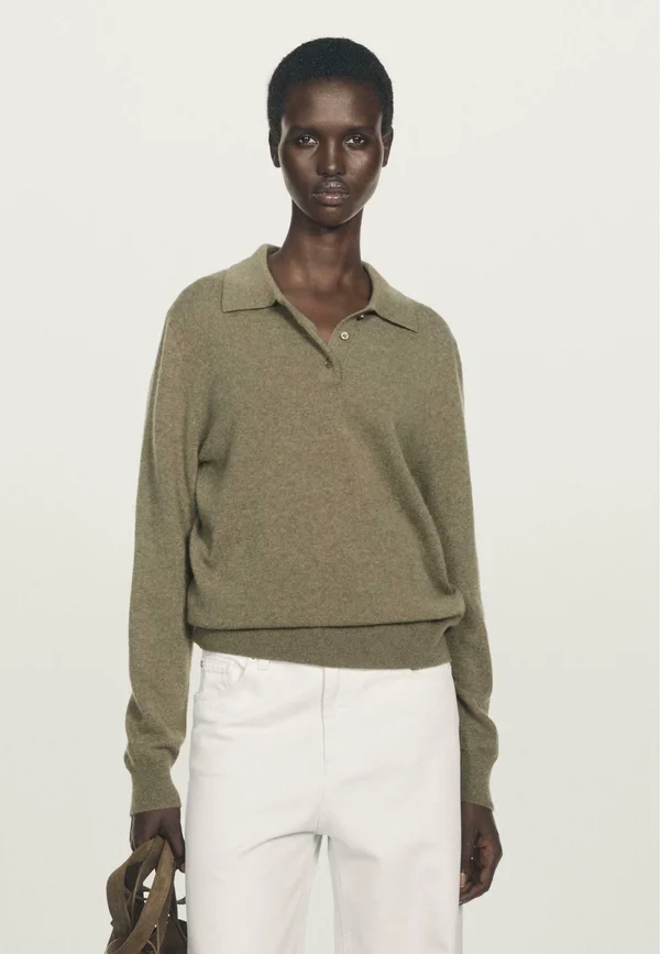 POLO COLLAR WITH LONG SLEEVE - Strickpullover - green