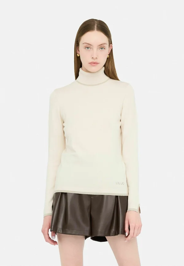 POLO-NECK WITH DETAILS - Strickpullover - beige