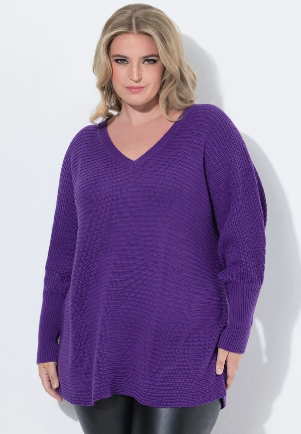 PONCHO-LOOK V-AUSSCHNITT - Strickpullover - violet