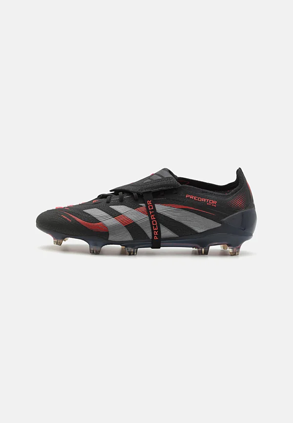 PREDATOR ELITE FOLD-OVER TONGUE FIRM GROUND - Fußballschuh Nocken - core black/grey four/lucid red