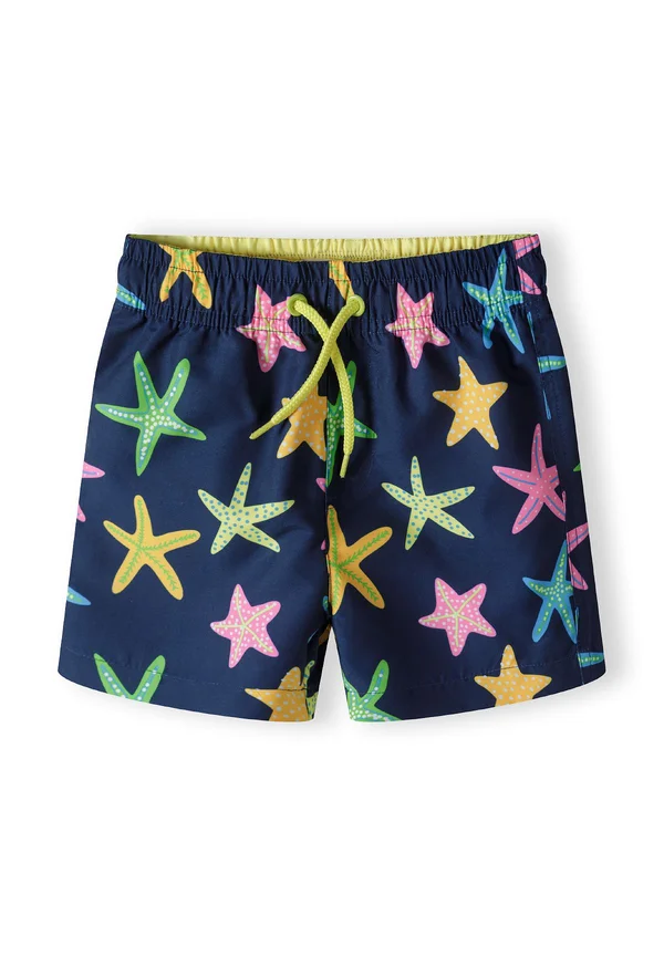 PRINT AND ELASTIC WAIST - Badeshorts - navy yellow orange
