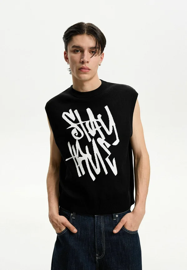PRINTED - Strickpullover - black