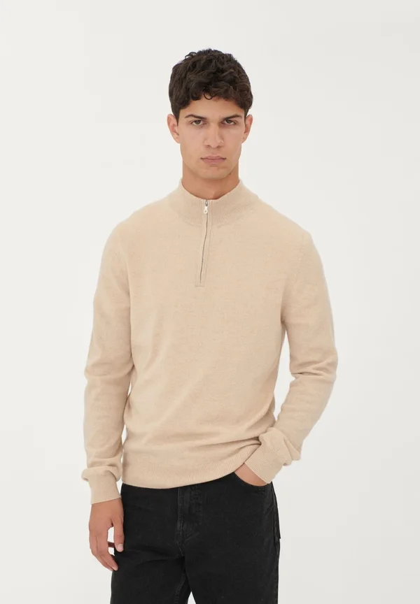 PRODUCTS NATURFARBE MIT HALBREISSVERSCHLUSS - Strickpullover - beige