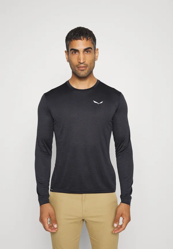 PUEZ MELANGE DRY TEE - Langarmshirt - black out melange