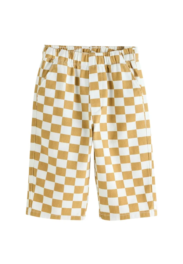 PULL ON WIDE - Stoffhose - yellow white checkerboard
