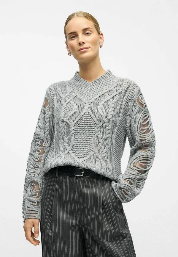 PULLOVER CHUNKY - Strickpullover - light grey melange