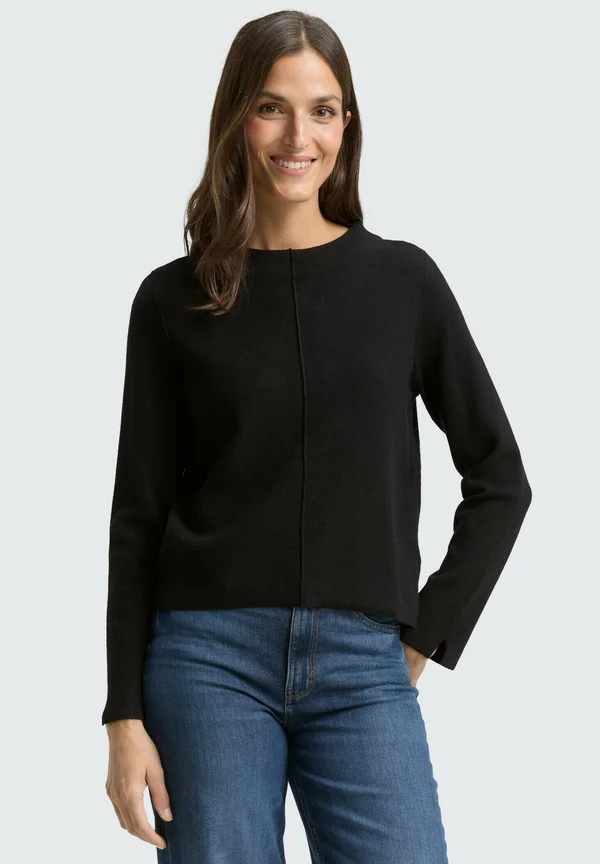 PULLOVER CROPPED MIT STEHKRAGEN - Strickpullover - deep black