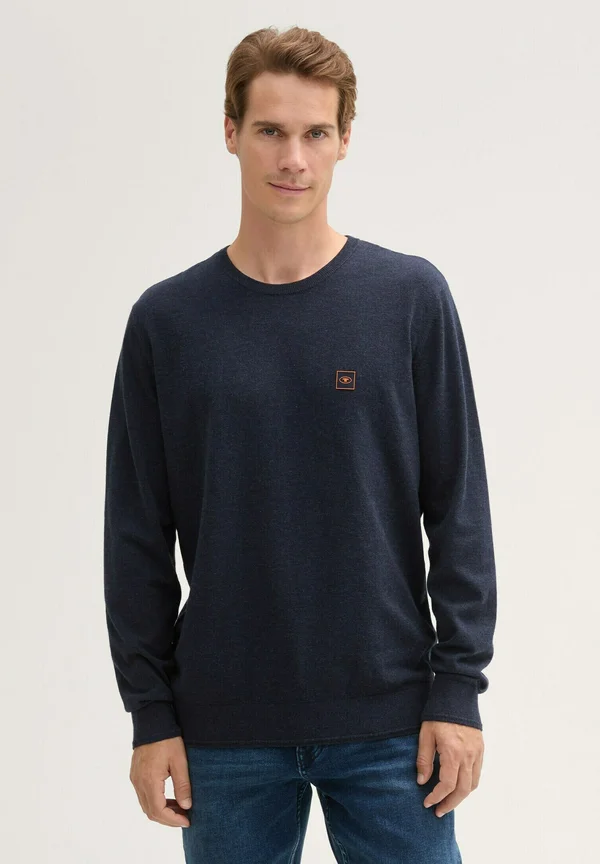 PULLOVER LOGO BADGE - Strickpullover - knitted navy melange