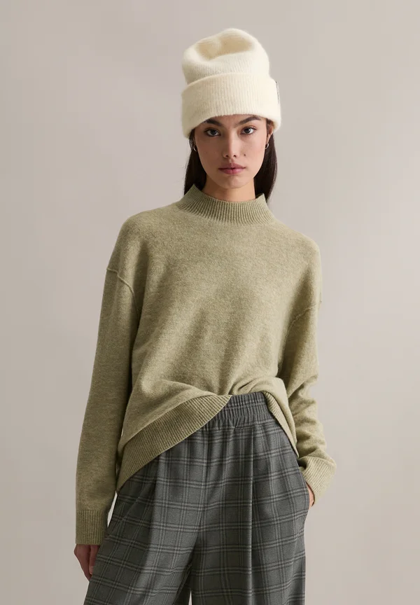 PULLOVER LONG SLEEVE MOCK NECK - Strickpullover - medium green melange
