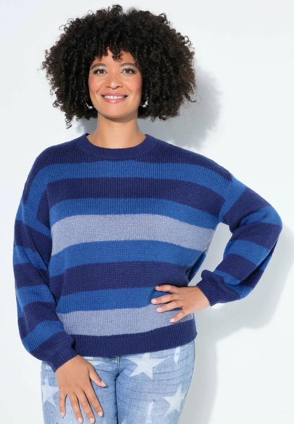 PULLOVER LOOSE FIT BLOCKSTREIFEN BALLON-LANGARM - Strickpullover - royal blue