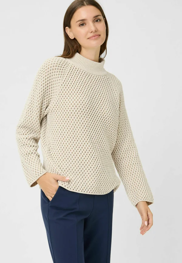 PULLOVER MIT ALLOVER-MUSTER - Strickpullover - beige