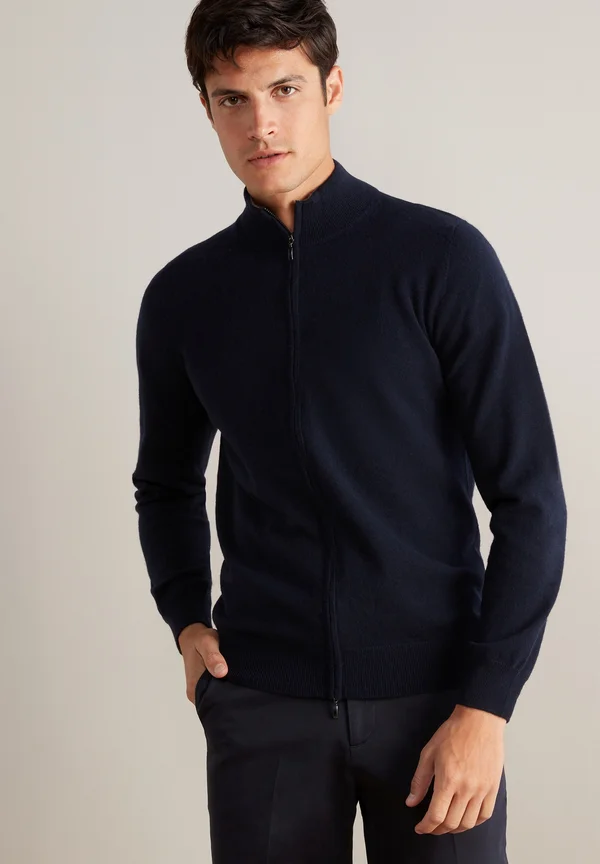 PULLOVER MIT DURCHGEHENDEM REISSVERSCHLUSS - Strickjacke - dark blue