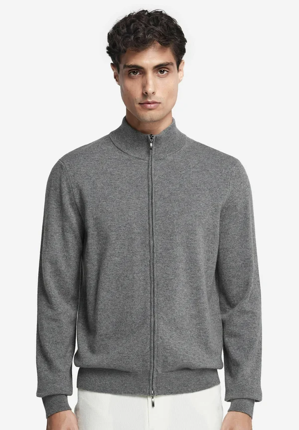PULLOVER MIT DURCHGEHENDEM REISSVERSCHLUSS - Strickjacke - grau grey