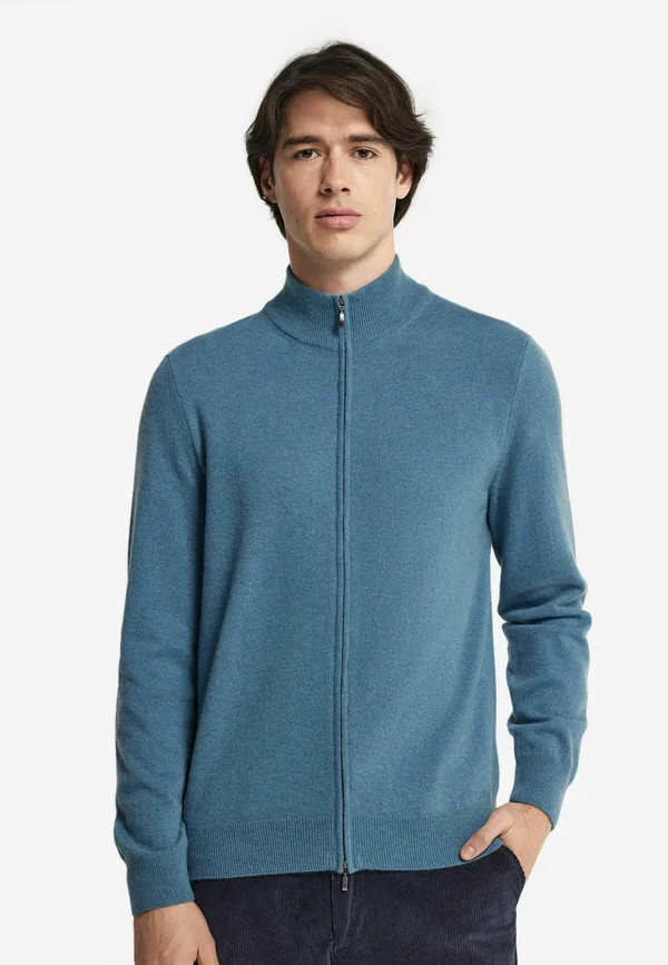 PULLOVER MIT DURCHGEHENDEM REISSVERSCHLUSS - Strickjacke - hellblau  oxford blue