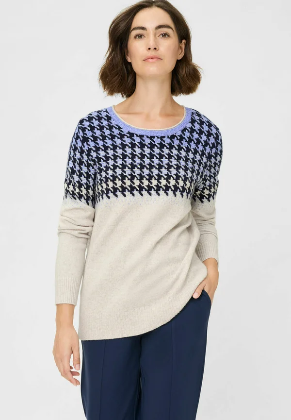 PULLOVER MIT EFFEKTVOLLEN PANNEAUX-MUSTER - Strickpullover - blau